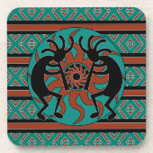 Southwest Design Tribal Sun Turquoise Kokopelli Drankjes Onderzetter (Voorkant)