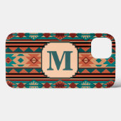 Southwest Design Turquoise Terracotta Monogram Case-Mate iPhone Case (Achterkant (horizontaal))