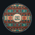 Southwest Design Turquoise Terracotta Monogram Dartbord<br><div class="desc">Inheems Amerikaans zuidwest-stijlpatroon met traditionele tinten van licht en donkerturquoise, adobe beige, terracotta en zwart. Personaliseer met uw eigen Monogram of tekst voor het versieren van dat Nieuwe Mexico, Arizona, Colorado, en Utah woestijn huis, of het erkennen van dat westerne draag.</div>