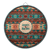 Southwest Design Turquoise Terracotta Monogram Dartbord (Voorkant)