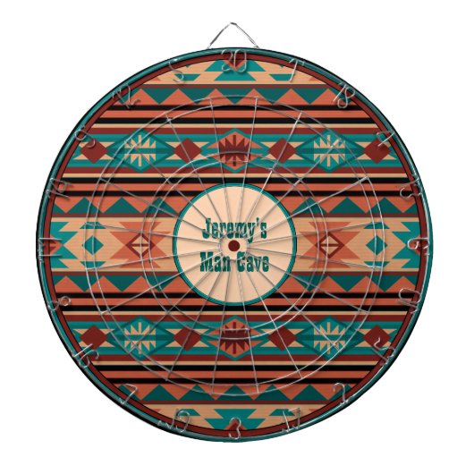 Southwest Design Turquoise Terracotta Monogram Dartbord (Voorkant)