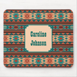 Southwest Design Turquoise Terracotta Monogram Muismat