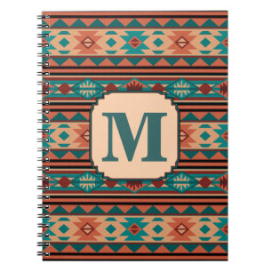 Southwest Design Turquoise Terracotta Monogram Notitieboek