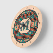 Southwest Design Turquoise Terracotta Monogram Ronde Klok (Hoek)