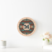 Southwest Design Turquoise Terracotta Monogram Ronde Klok (Huis)