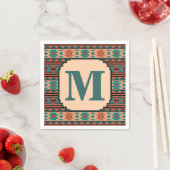 Southwest Design Turquoise Terracotta Monogram Servetten (Insitu)