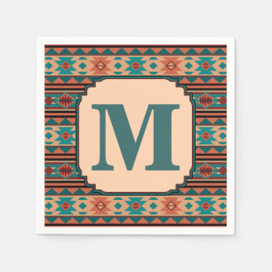 Southwest Design Turquoise Terracotta Monogram Servetten