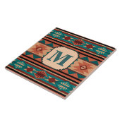 Southwest Design Turquoise Terracotta Monogram Tegeltje (Zijkant)
