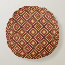 Southwest Diamond Rust Red & Beige Navajo Style Rond Kussen