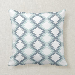 Southwest Diamond Zigzag Mint Gray Kussen