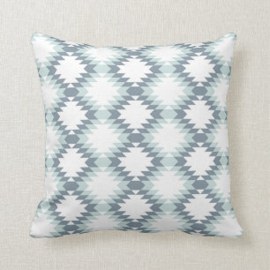 Southwest Diamond Zigzag Mint Gray Kussen