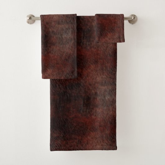 Southwest Faux Brown Leather Koeienhuid Bad Handdoek (Insitu)