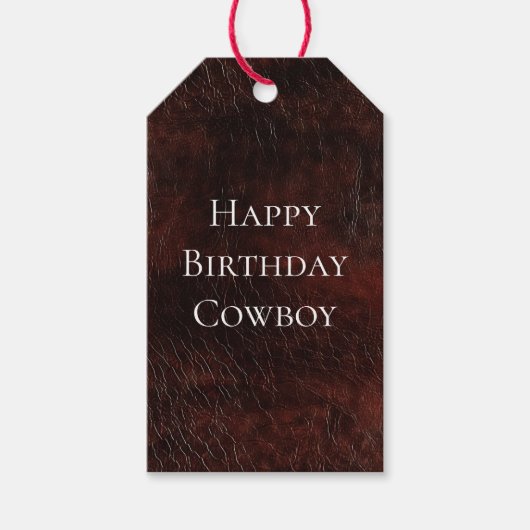Southwest Faux Brown Leather Koeienhuid Cadeaulabel (Voorkant)