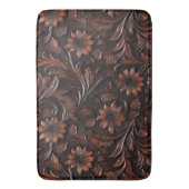 Southwest Faux Brown Leather Koeienhuid Flowers Badmat (Voorkant Verticaal)