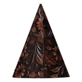 Southwest Faux Brown Leather Koeienhuid Flowers Feesthoedjes (Achterkant)