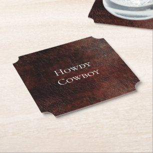 Southwest Faux Brown Leather Koeienhuid Kartonnen Onderzetters