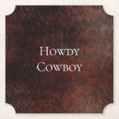 Southwest Faux Brown Leather Koeienhuid Kartonnen Onderzetters (Voorkant)