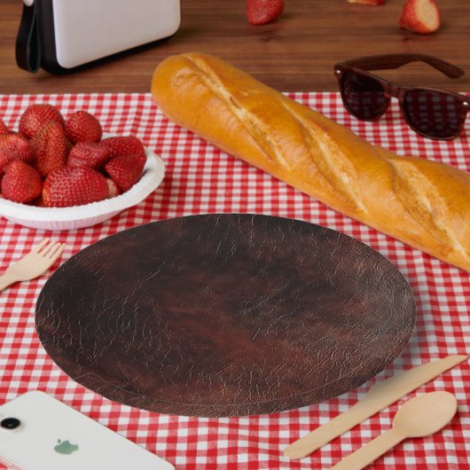 Southwest Faux Brown Leather Koeienhuid Papieren Bordje (Picknick)