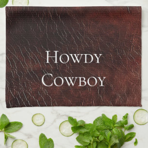Southwest Faux Brown Leather Koeienhuid Theedoek
