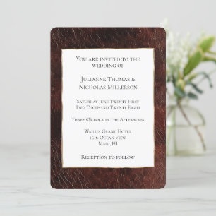 Southwest Faux Brown Leather Koeienhuid Wedding Kaart