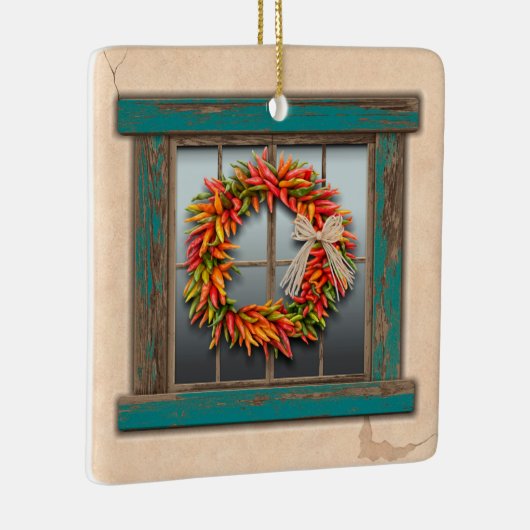 Southwest Festive Chile Wreath Personalized Keramisch Ornament (Rechts)
