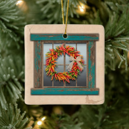 Southwest Festive Chile Wreath Personalized Keramisch Ornament