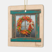 Southwest Festive Chile Wreath Personalized Keramisch Ornament (Links)