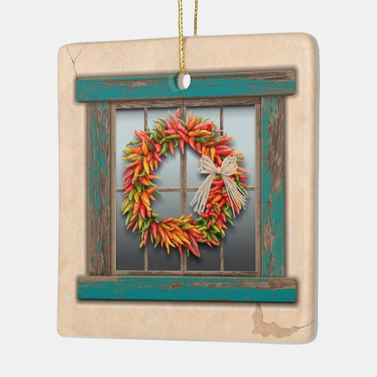 Southwest Festive Chile Wreath Personalized Keramisch Ornament (Links)