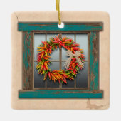 Southwest Festive Chile Wreath Personalized Keramisch Ornament (Voorkant)