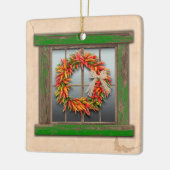 Southwest Festive Chile Wreath Window Personalized Keramisch Ornament (Links)