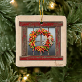 Southwest Festive Chile Wreath Window Personalized Keramisch Ornament