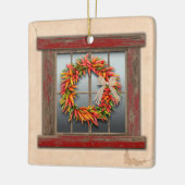 Southwest Festive Chile Wreath Window Personalized Keramisch Ornament (Links)