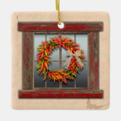 Southwest Festive Chile Wreath Window Personalized Keramisch Ornament (Voorkant)