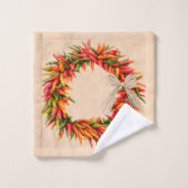 Southwest Festive Colorful Chile Peppers Wreath  Bad Handdoek (Wasdoekje)