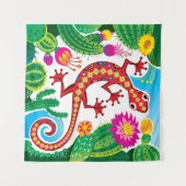 Southwest Gecko with Cactus Blossoms Wandkleed (Voorkant (horizontaal))