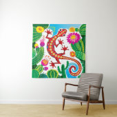 Southwest Gecko with Cactus Blossoms Wandkleed (In situ)
