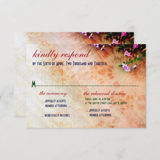 Southwest-geïnspireerde bruiloft & repetitie RSVP (Voorkant / Achterkant)