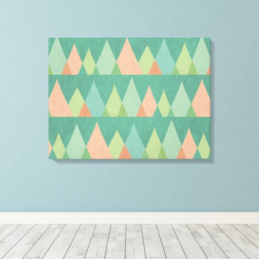 Southwest Geo Step | Blauwgroen driehoekspatroon Canvas Afdruk (Insitu (Houten vloer))