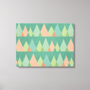 Southwest Geo Step Blauwgroen driehoekspatroon Canvas Afdruk