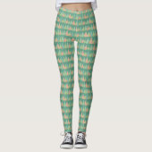 Southwest Geo Step | Blauwgroen driehoekspatroon Leggings (Voorkant)