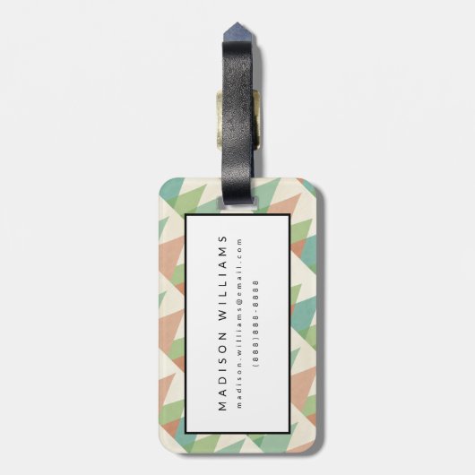 Southwest Geo Step | Blauwgroen en Koraaldriehoeke Bagagelabel (Achterkant verticaal)