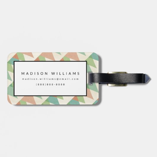 Southwest Geo Step | Blauwgroen en Koraaldriehoeke Bagagelabel (Achterkant horizontaal)