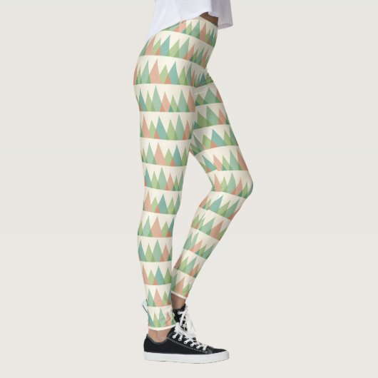 Southwest Geo Step | Blauwgroen en Koraaldriehoeke Leggings (Rechts)