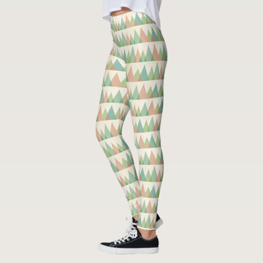 Southwest Geo Step | Blauwgroen en Koraaldriehoeke Leggings (Links)