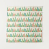 Southwest Geo Step | Blauwgroen en Koraaldriehoeke Wandkleed (Voorkant (horizontaal))
