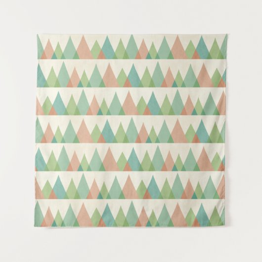 Southwest Geo Step | Blauwgroen en Koraaldriehoeke Wandkleed (Voorkant (horizontaal))