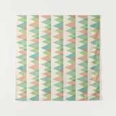 Southwest Geo Step | Blauwgroen en Koraaldriehoeke Wandkleed (Voorkant)
