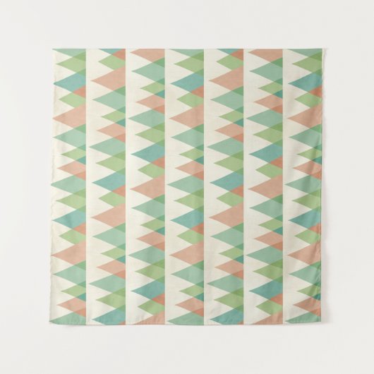 Southwest Geo Step | Blauwgroen en Koraaldriehoeke Wandkleed (Voorkant)