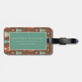 Southwest Geo Step | Blauwgroen theepatroon Bagagelabel (Achterkant horizontaal)