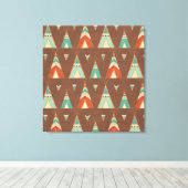 Southwest Geo Step | Blauwgroen theepatroon Canvas Afdruk (Insitu (Houten vloer))